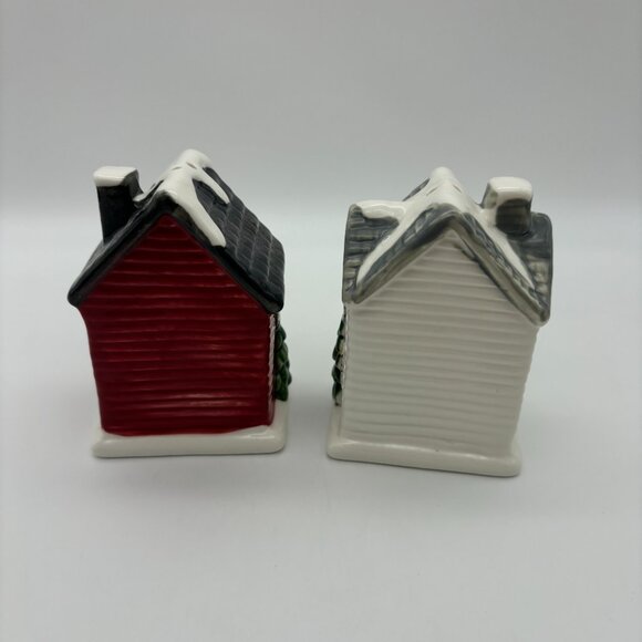 Cracker Barrel Salt Pepper Shakers Christmas Village Houses UNUSED Home Decor - Picture 3 of 6